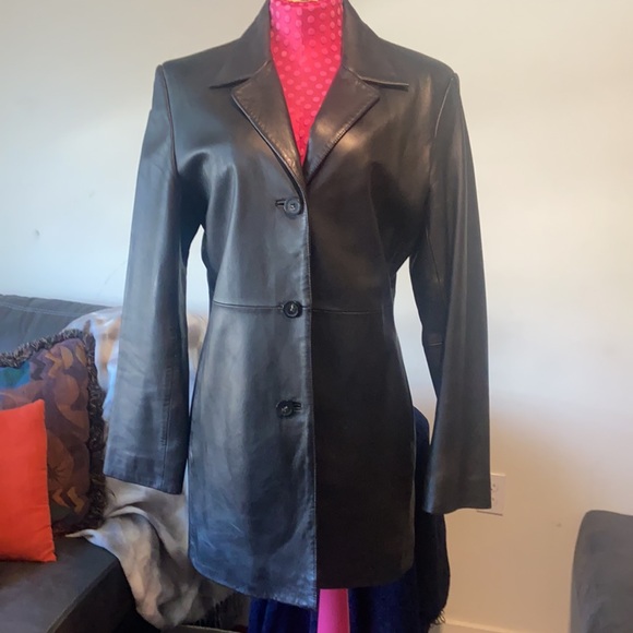 Alfani Outerwear Black Leather Jacket Size M Coat - Picture 7 of 7